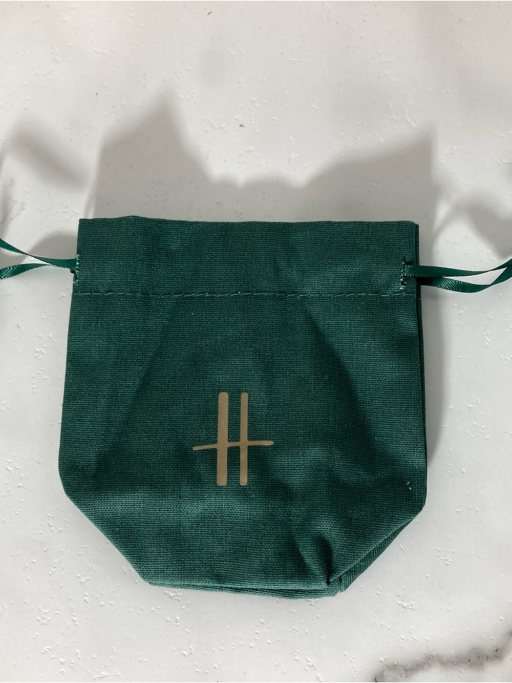 Harrods Green Drawstring Small Pouch with Gold Logo Brand New Unisex
